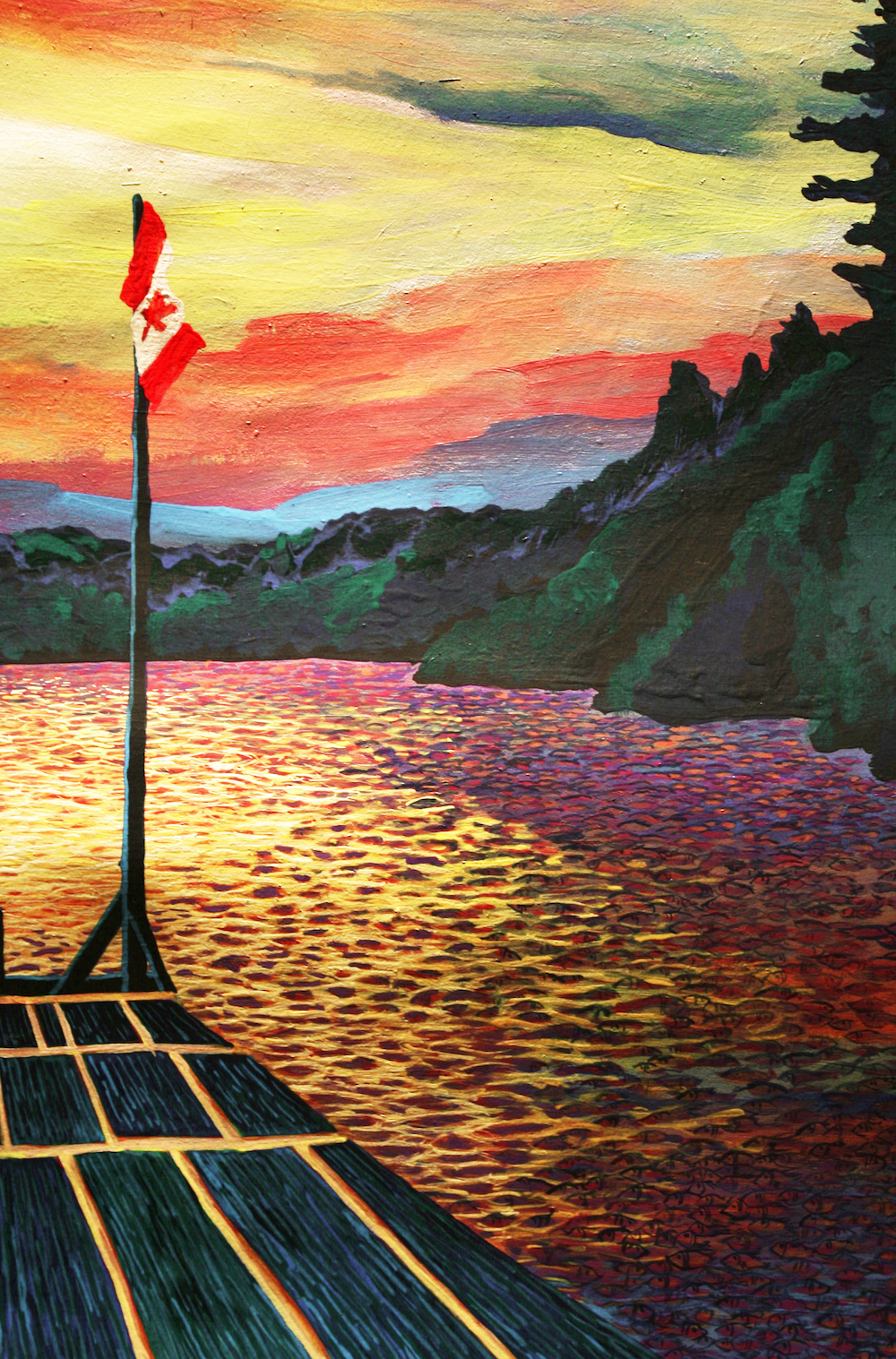 Laurentian View Resort - Cottage 1 Dock - original painting using acrylic  by freelance cork artist, web site designer and developer