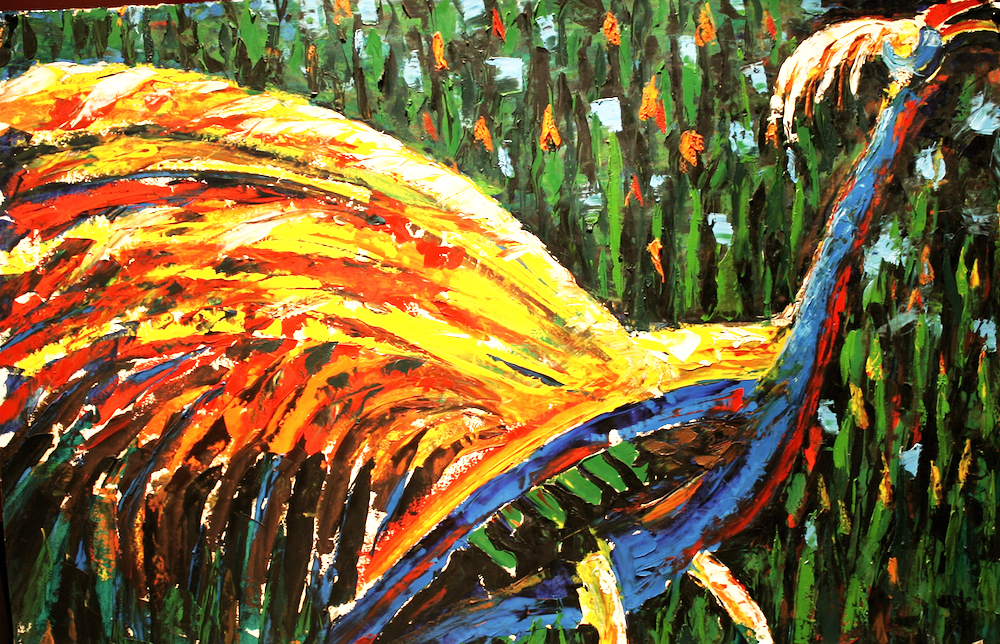 The Peacock Rooster-original painting using oil  by freelance cork artist, web site designer and developer