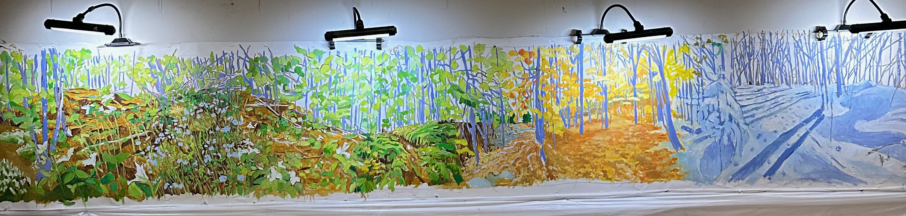 the canvas is getting painted for the car door interactive display