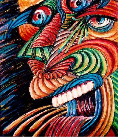 Split Ego Pastel Crayon  on Board - by Cork Ireland Freelance Artist - Art van Leeuwen