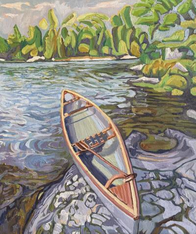launch-clear-lake-massassauga-provincial-park-ontario---ontario-by-canadian-artist-art-van-leeuwen