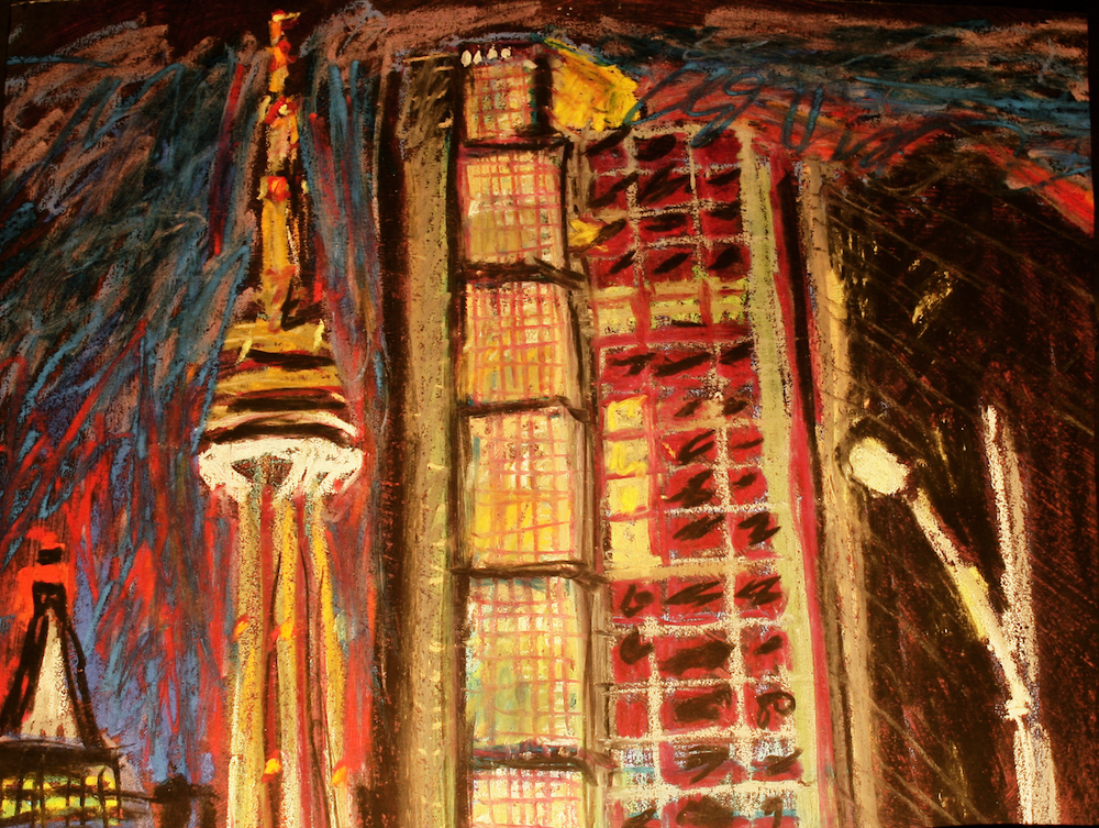original drawing using pastels by cork artist, web site designer and developer