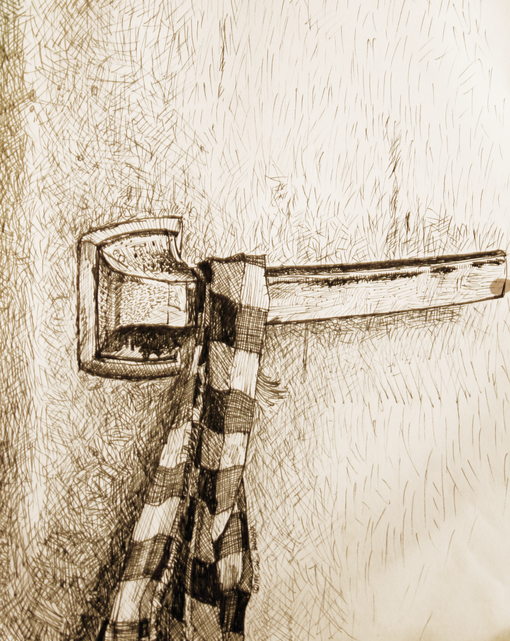 Fridge door and hot pot cloth-original drawing using permanent marker and ink by cork artist, web site designer and developer